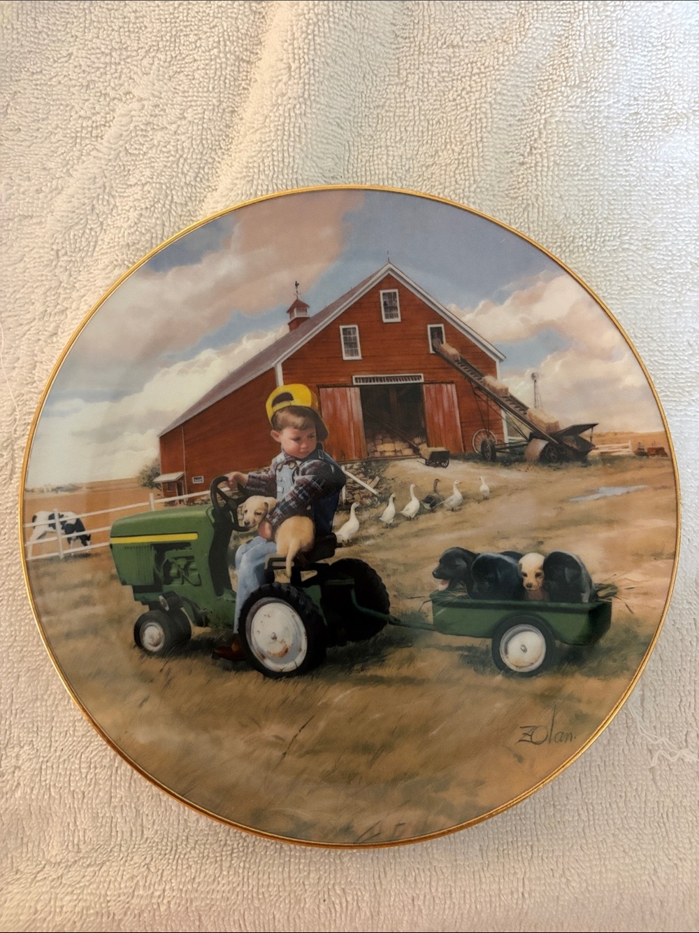 Danbury Mint little farm hands series titled tractor ride